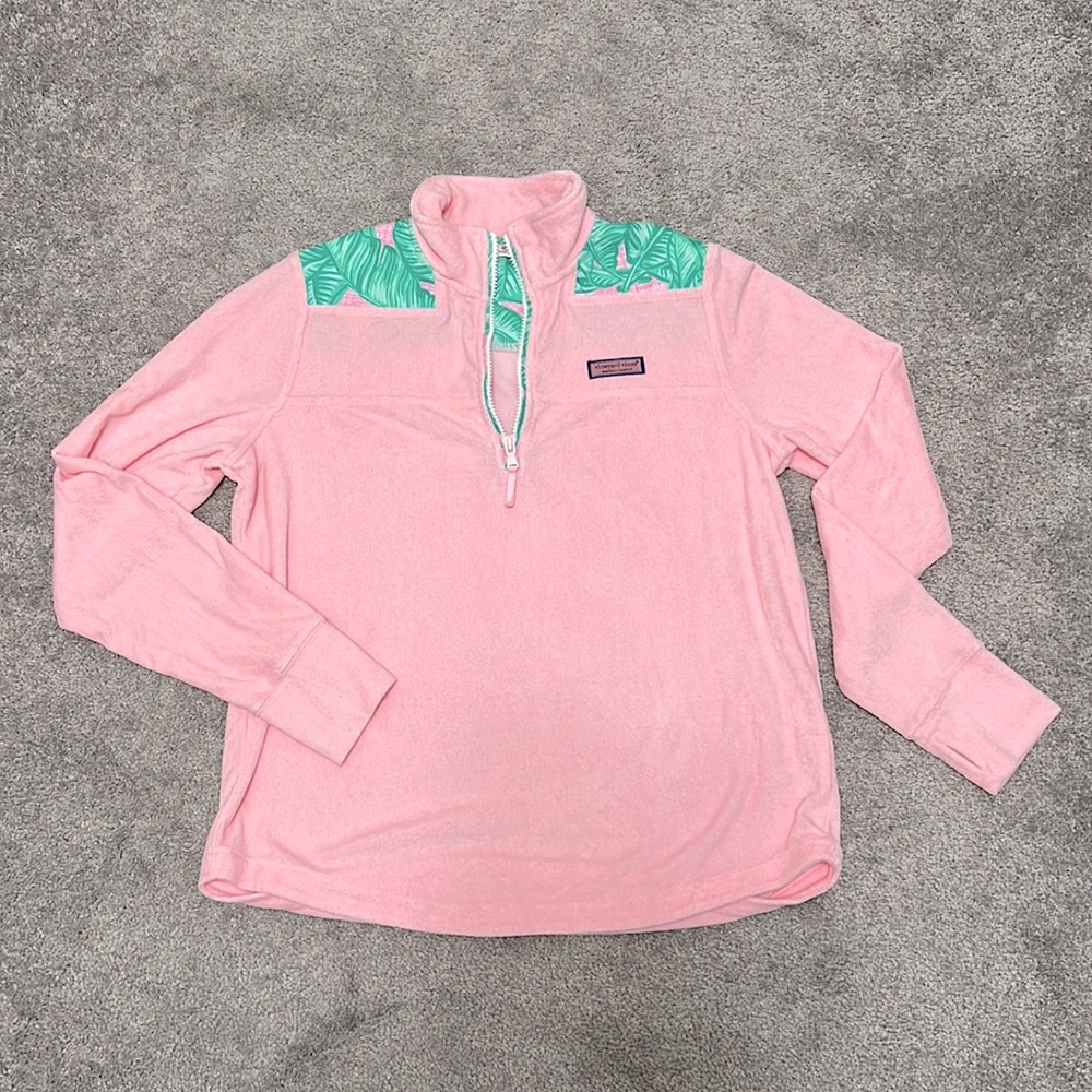 Pink Vineyard Vines Shep style terry cloth shirt